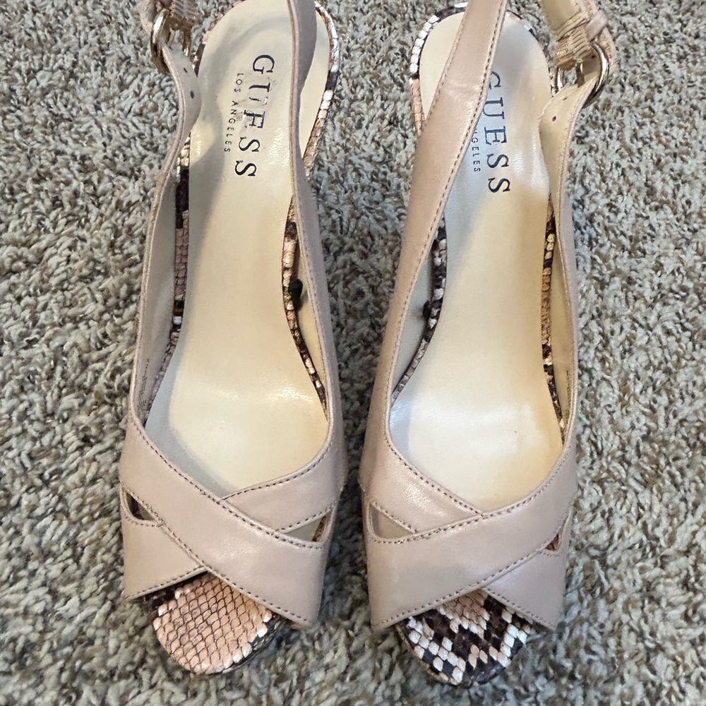 GUESS Women's Nude and Snakeskin Heels